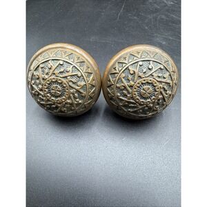 Pair Antique cast brass door knob in "Windsor" by Reading Hardware Circa 1897
